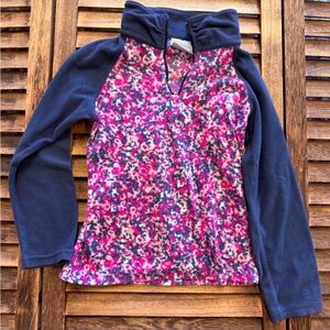 Columbia Kids 1/4 Zip Floral Fleece Hoodie - Pink and Purple Navy Size XS